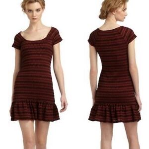 Free People Brn/Blk Bodycon Dress Scoop Neck. NWOT Size S